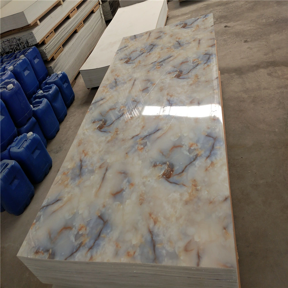 Customizable UV Coated PVC Plastic Faux Marble Stone Laminate Sheet / PVC Marble Wall Panel for Furniture Cabinet and Kitchen Decoration